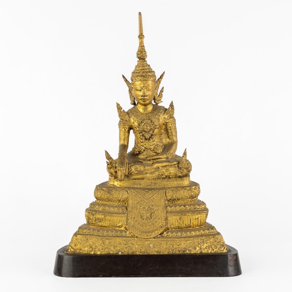 Boeddha Bhumisparsha , verguld brons., Antiek en Kunst, Ophalen of Verzenden