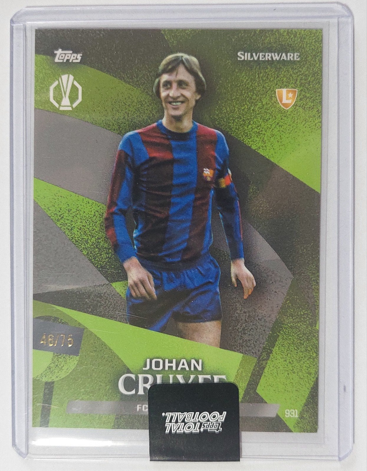 Johan Cruyff Topps Total Football kaart 46/75 Barcelona, Verzamelen, Ophalen of Verzenden, Zo goed als nieuw, Buitenlandse clubs