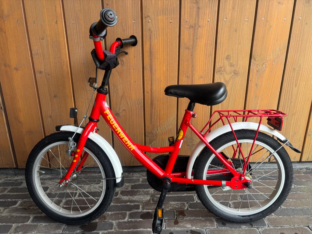 Leuke rode 16 inch kinderfiets incl handrem, Ophalen, Gebruikt, Terugtraprem, 16 tot 20 inch