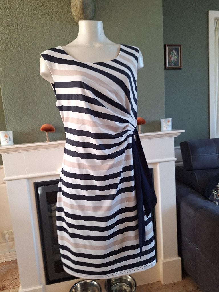 Smashed Lemon mooi gevoerd gestreepte jurk XL, Kleding | Dames, Verzenden, Wit, Maat 46/48 (XL) of groter, Zo goed als nieuw