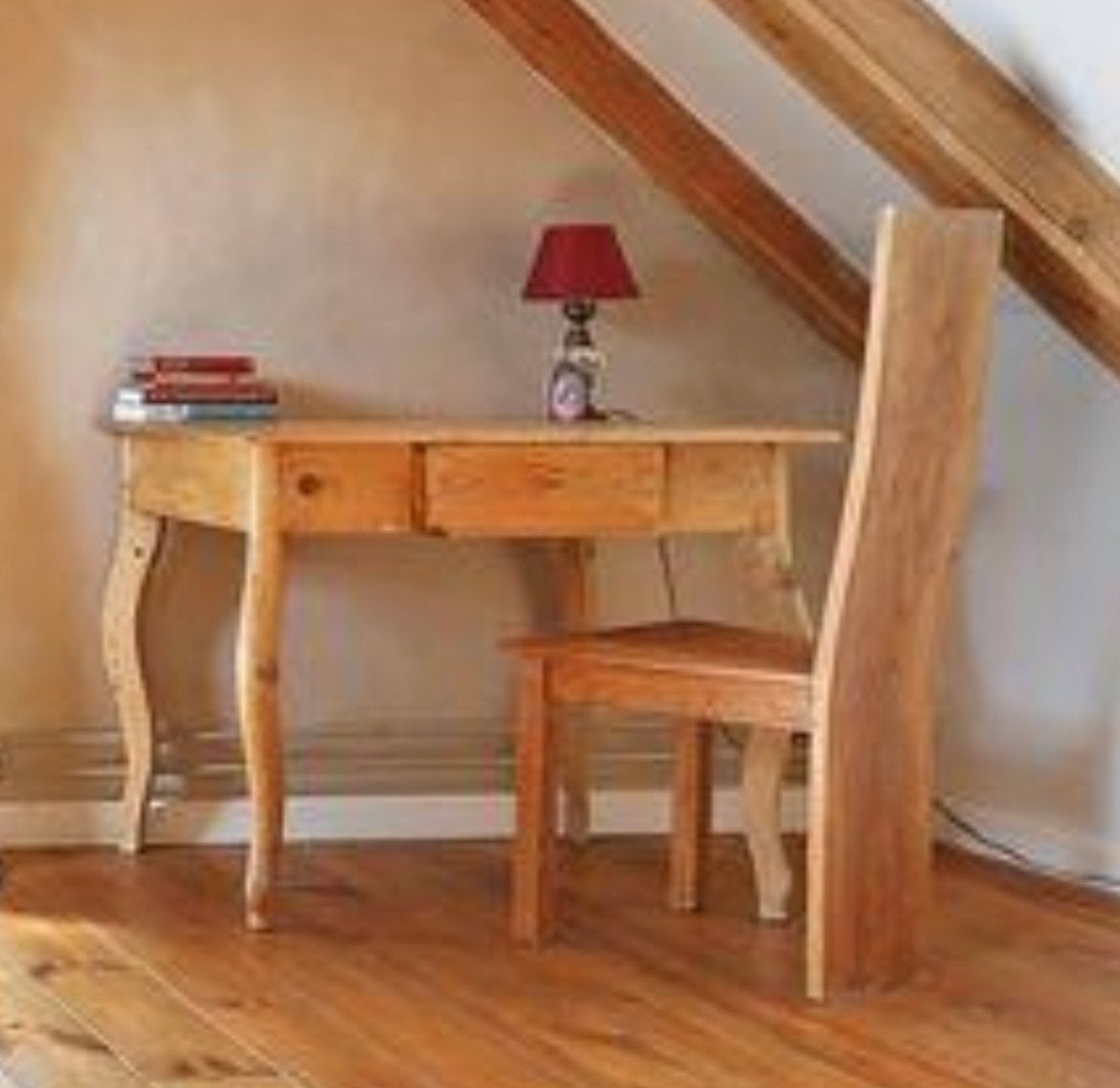 Antiek grenen bureau met lade., Ophalen
