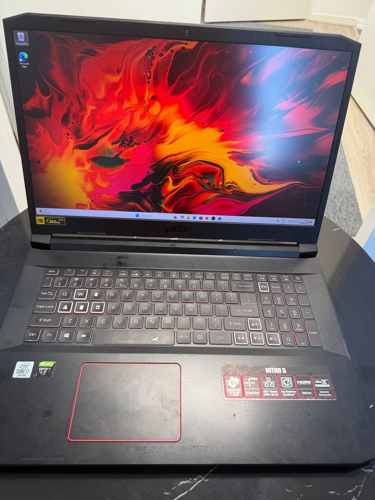 Acer Nitro 5 17.3” Gaming Laptop i7 RTX 2060 16GB 144Hz, Computers en Software, Windows Laptops, Zo goed als nieuw, 17 inch of meer