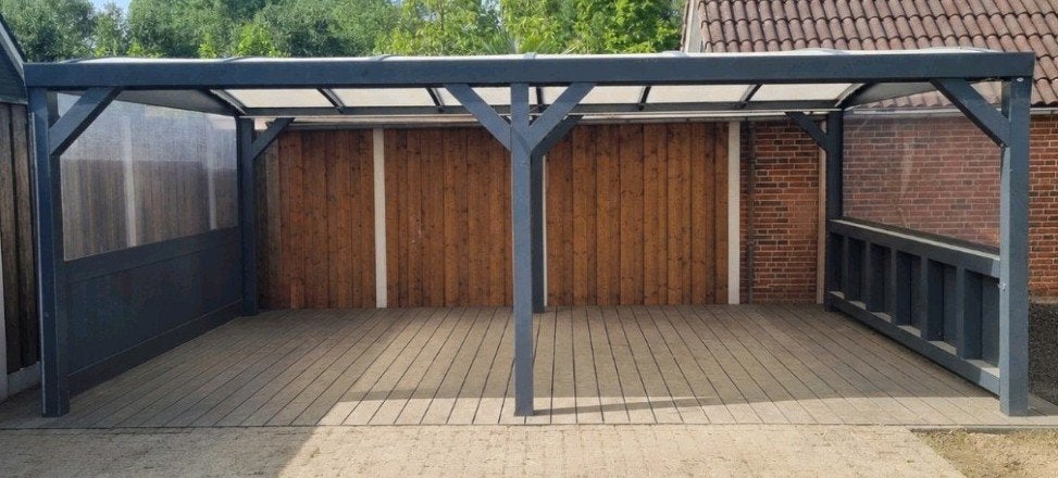 Antracietgrijze Veranda/ Carport / overkapping 6x3.60 meter., Tuin en Terras, Overkappingen, Ophalen, Gebruikt, Carport