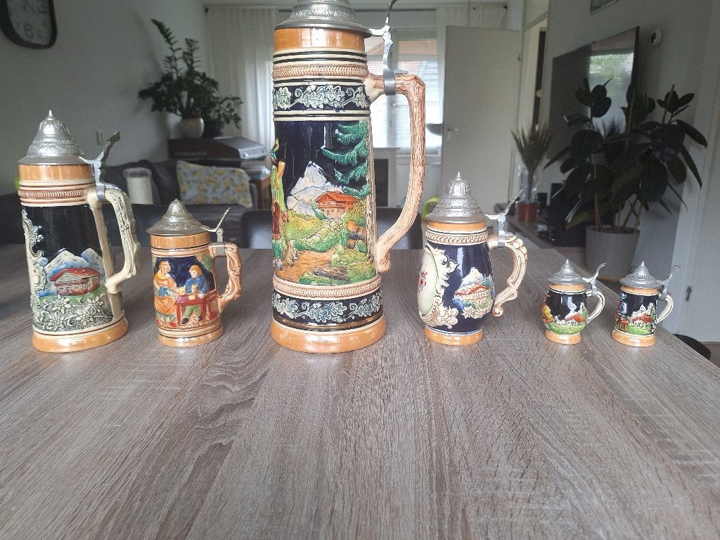 Antieke Duitse Bierpullen. 6 Stuks, Antiek en Kunst, Ophalen of Verzenden