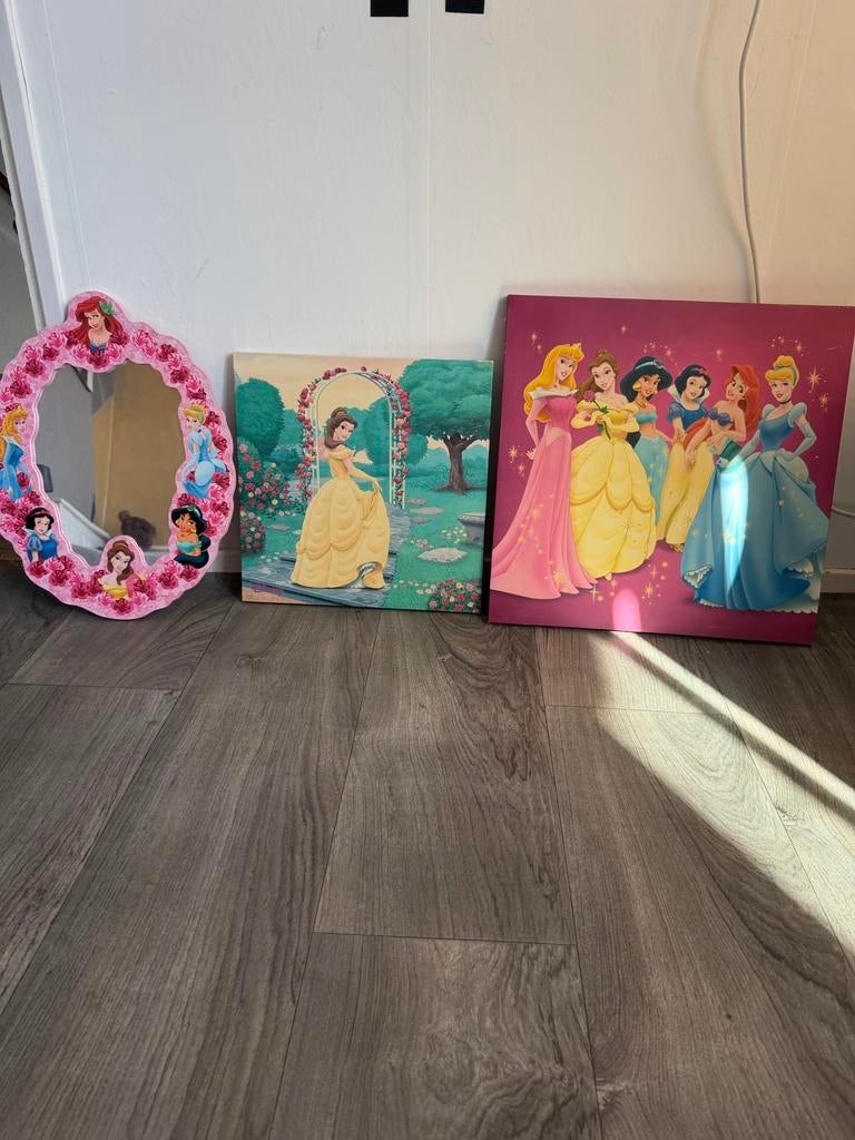 Disney Prinsessen Spiegel en Canvas Schilderijen, Ophalen, Gebruikt, Spiegel