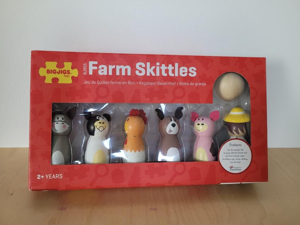 Houten kegelspel boerderijdieren bigjigs, Ophalen of Verzenden, Jongen of Meisje