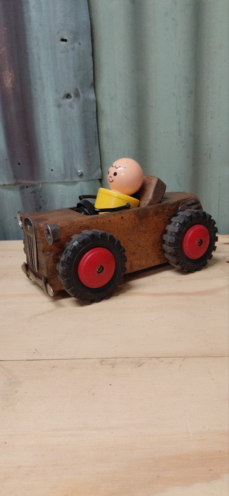Auto van blokschaaf - upcycling - hand made - mancave, Huis en Inrichting, Hout, Gebruikt, Beige, Ophalen of Verzenden