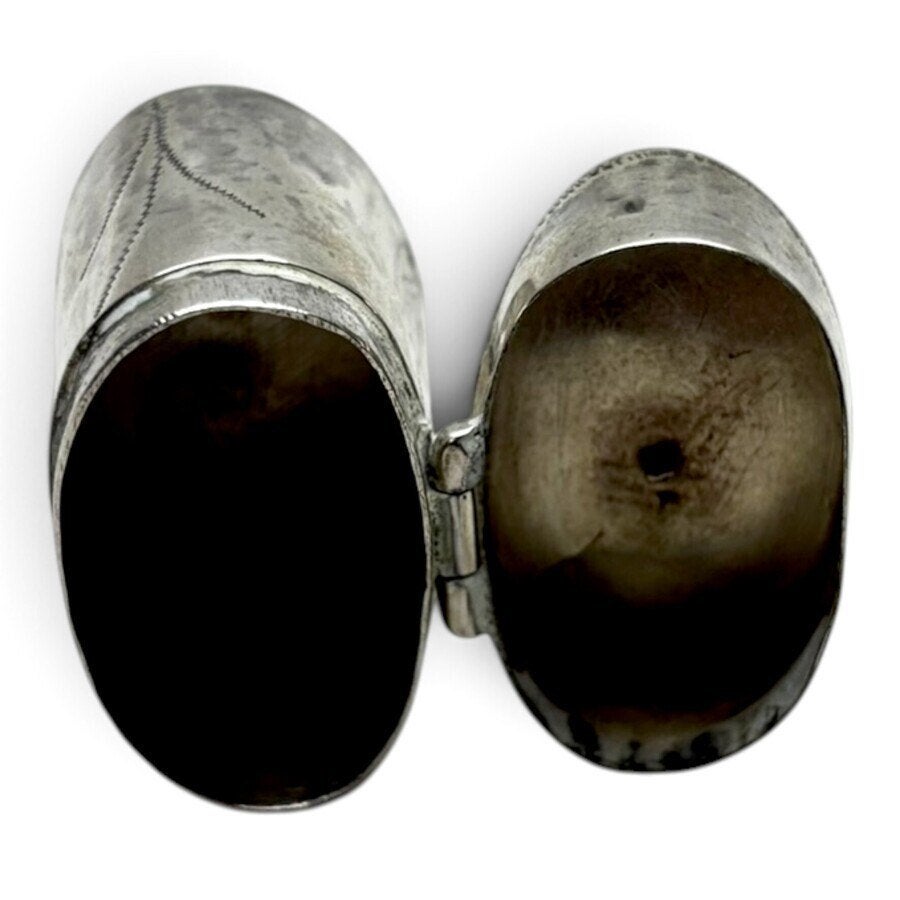 Zilveren lodereindoosje gegraveerd met zeilschip, ca. 1800, Ophalen of Verzenden