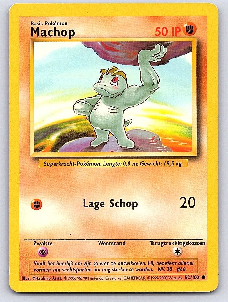 Machop 52/102 Common Base Set Nederlands, Ophalen of Verzenden, Gebruikt, Losse kaart