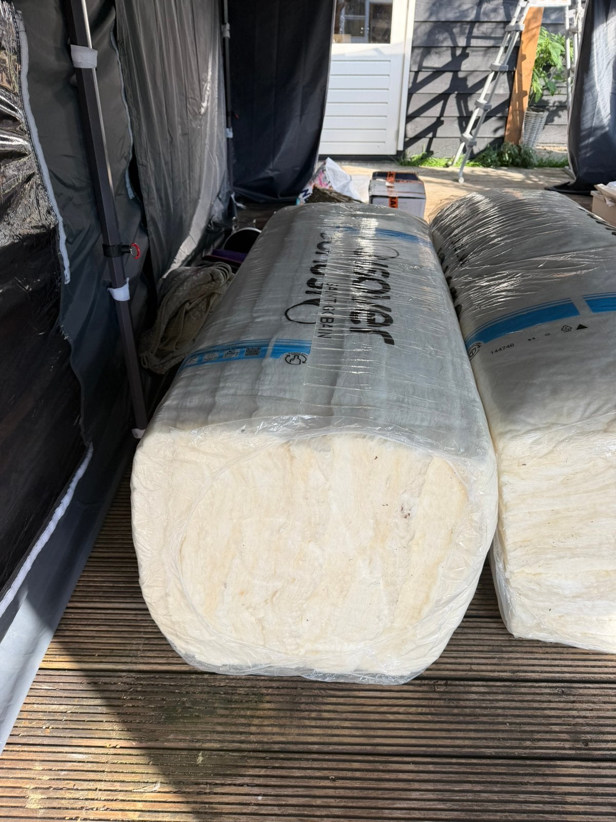 2 rollen Isover Glaswol Isolatie 70 mm – 14,58 m², 12 cm of meer, Ophalen of Verzenden, Zo goed als nieuw, 15 m² of meer