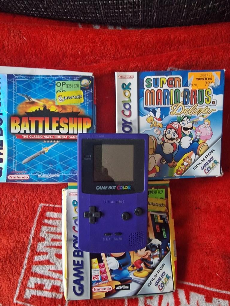 Game Boy Color met Super Mario Bros. Deluxe en Battleship, Spelcomputers en Games, Games | Nintendo Game Boy, Gebruikt, 1 speler