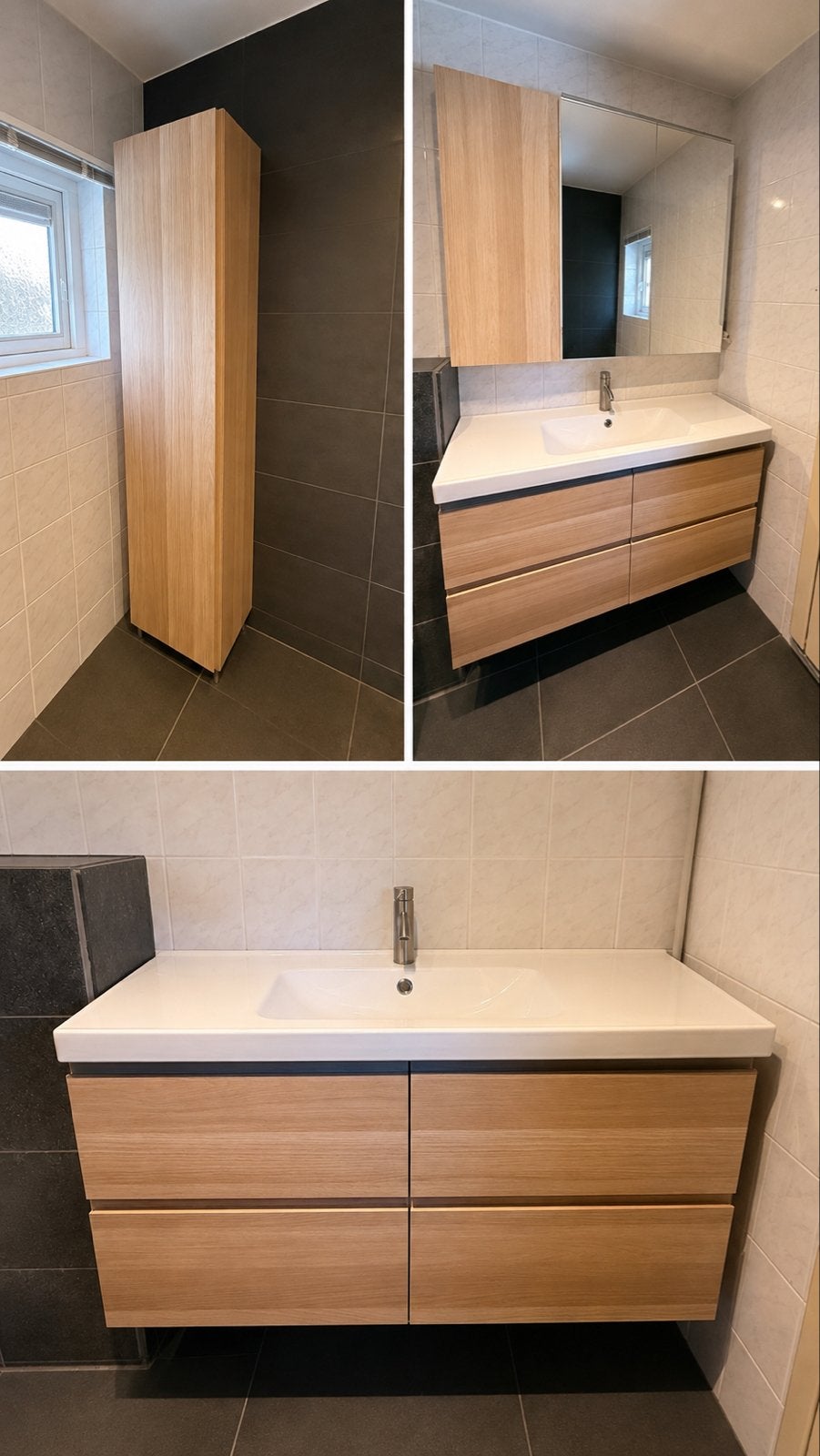 Complete Ikea badkamerset: wastafel, spiegelkast en kast, Ophalen, 100 tot 150 cm, 50 tot 100 cm, Zo goed als nieuw