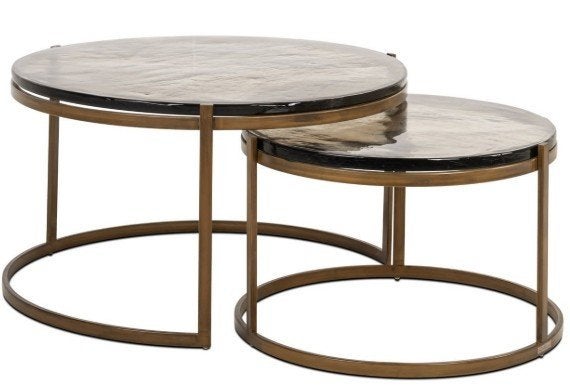 Richmond Interiors Cleo salontafel — Gold — set van 2, Ophalen, Overige materialen, 50 tot 100 cm, Rond