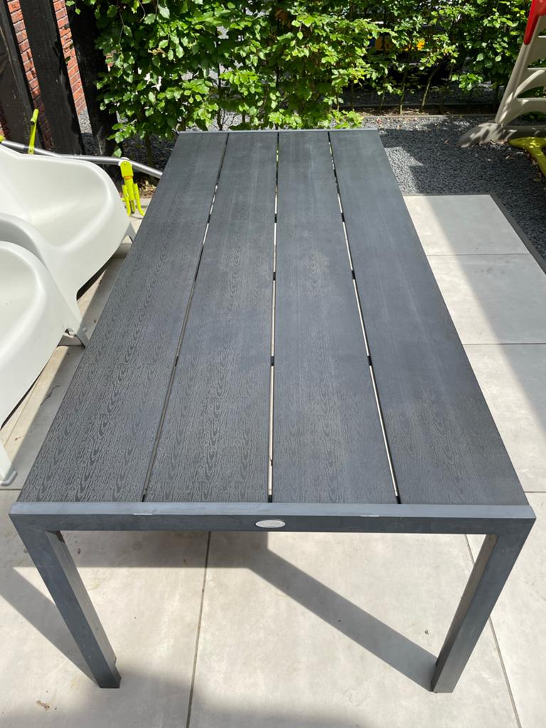 Tuintafel Jutlandia Maderup 90x205 cm zgan, Ophalen, Zo goed als nieuw, Rechthoekig, Kunststof