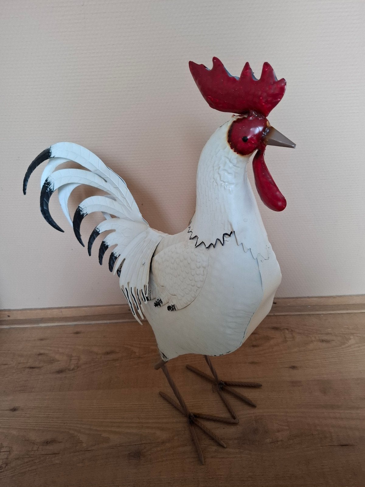 Decoratieve metalen haan - 60 cm hoog, Gebruikt, Ophalen of Verzenden, Landelijk, Metaal