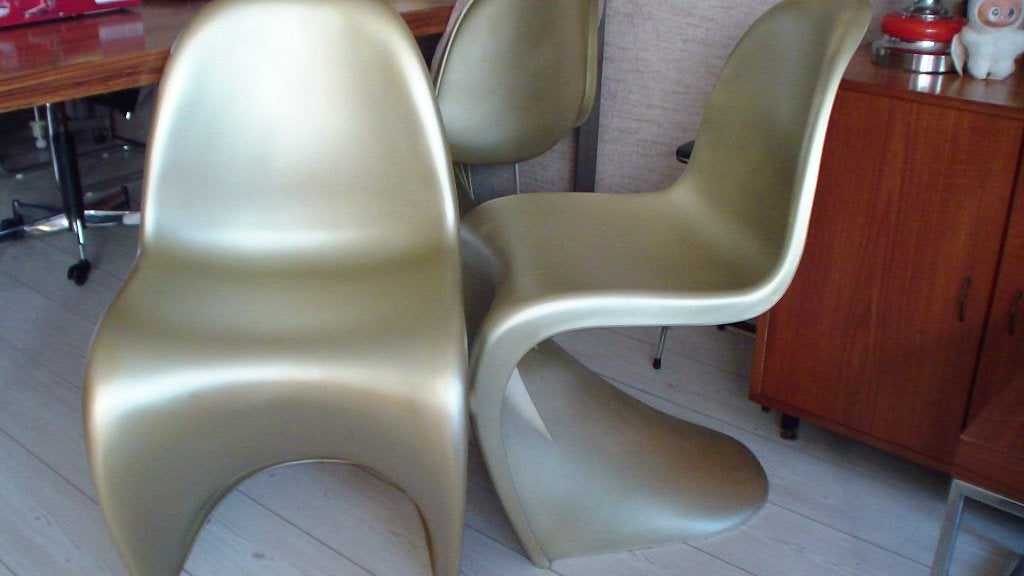 vitra panton stijl  stoelen  4 stuks, Ophalen, Kunststof, Gebruikt, Wit