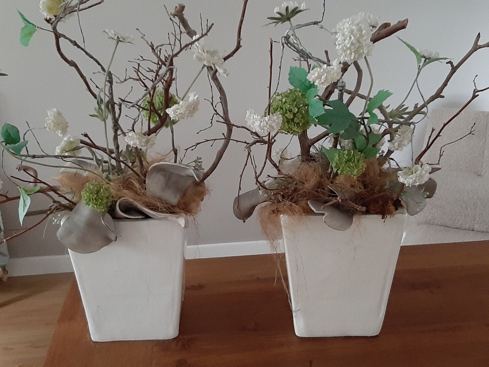 2 bloempotten opgemaakt, Rond, Ophalen of Verzenden, Aardewerk, Minder dan 40 cm