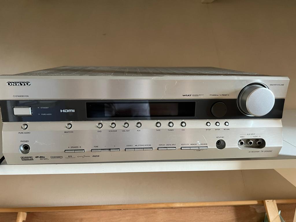 Onkyo TX-SR505E AV Receiver - Zilver, Audio, Tv en Foto, Versterkers en Receivers, Ophalen, Gebruikt, 60 tot 120 watt, Onkyo