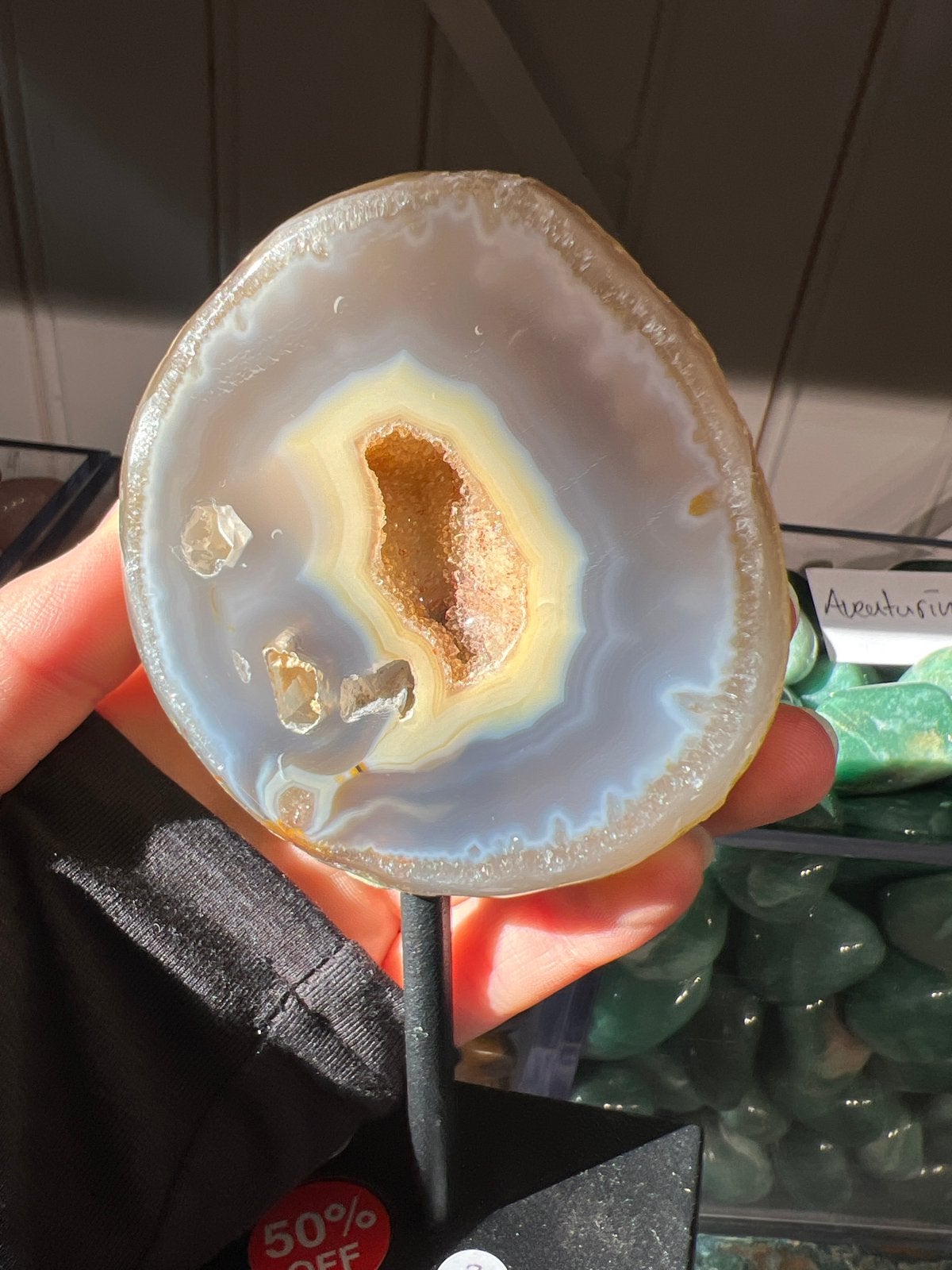 Prachtige Agaat Geode op Standaard - Uniek Decoratiestuk, Nieuw, Ophalen of Verzenden, X, X