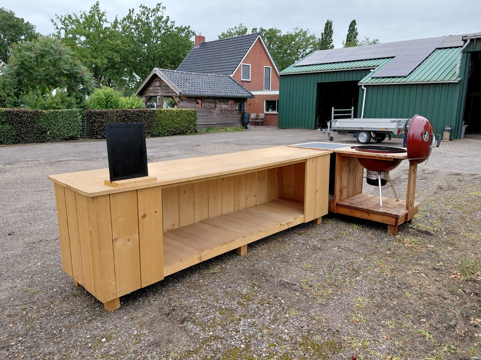 Promotie / marktmeubel kompleet met Weber  BBQ, Tuin en Terras, Buitenkeukens, Ophalen of Verzenden, Houtskool