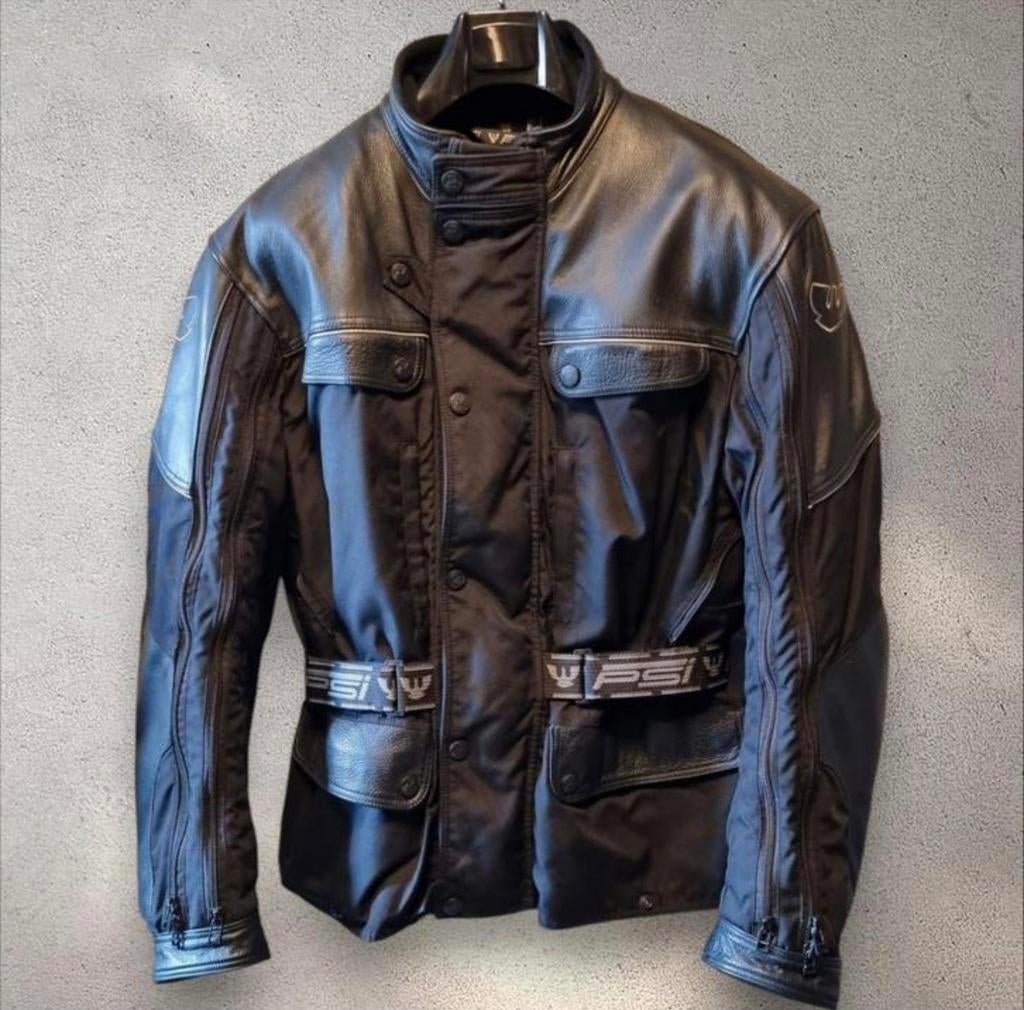 PSI Hubik half leren motorjack Zeer Exclusief! Mt. 56, Motoren, Kleding | Motorkleding, Ophalen of Verzenden, Tweedehands, Jas | textiel