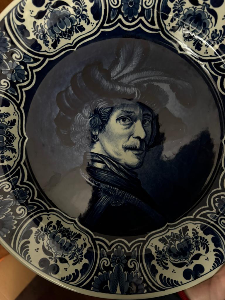 Delfsblauw zelfportret van Rembrand., Ophalen of Verzenden