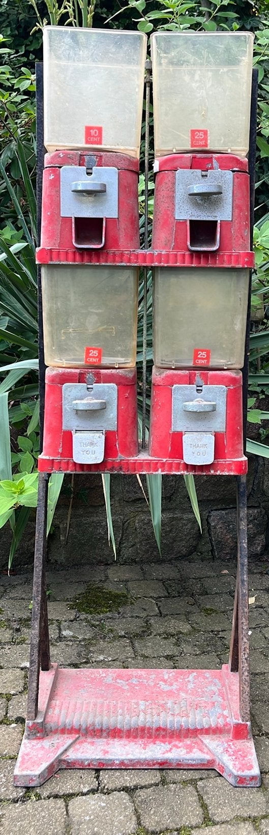 Brabo vintage kauwgomballenautomaat met vier compartimenten, Verzamelen, Automaten | Overige, Ophalen, Gebruikt