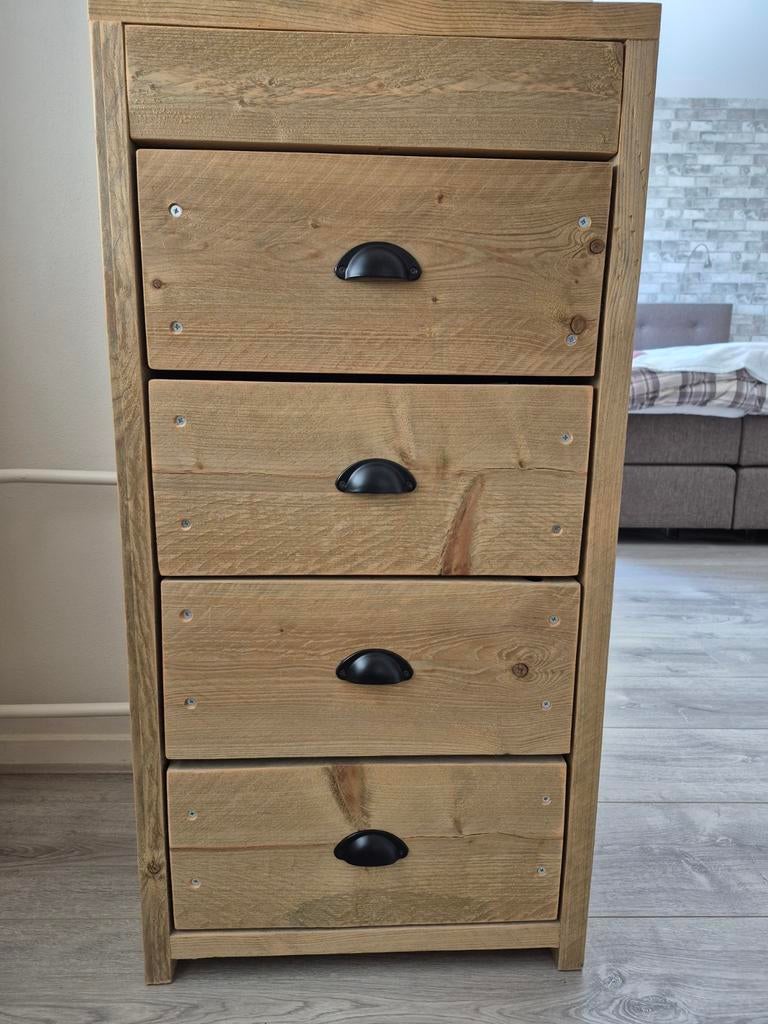 Steigerhouten kastje met 4 lades 100x50.cm, Ophalen, 25 tot 50 cm, 50 tot 100 cm, Minder dan 100 cm