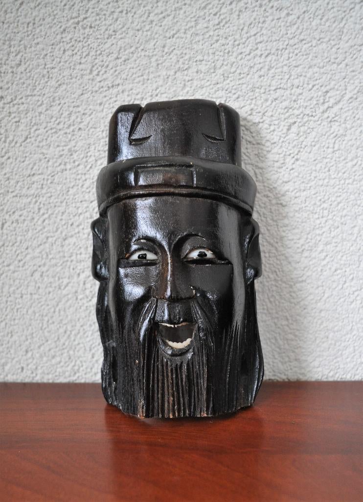 Vintage Chinees Masker Houtsnijwerk 15 cm, Ophalen of Verzenden
