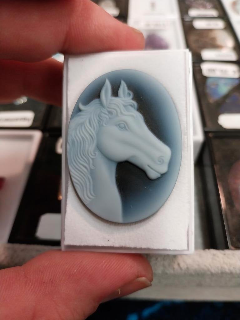 Hand geslepen paard camee, Ophalen of Verzenden