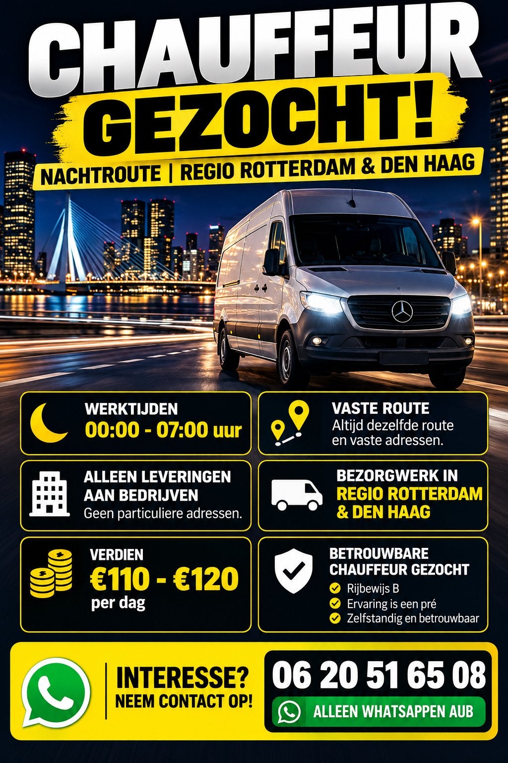 Chauffeur B Gezocht | Nachtwerk | Vaste Route, Vacatures, 33 - 40 uur, Overige niveaus, Starter, Overige vormen
