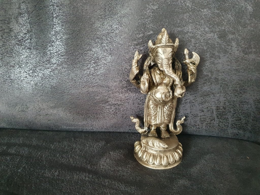 Ganesha beeldje - Zilverkleurig, Antiek en Kunst, Ophalen of Verzenden, Brons