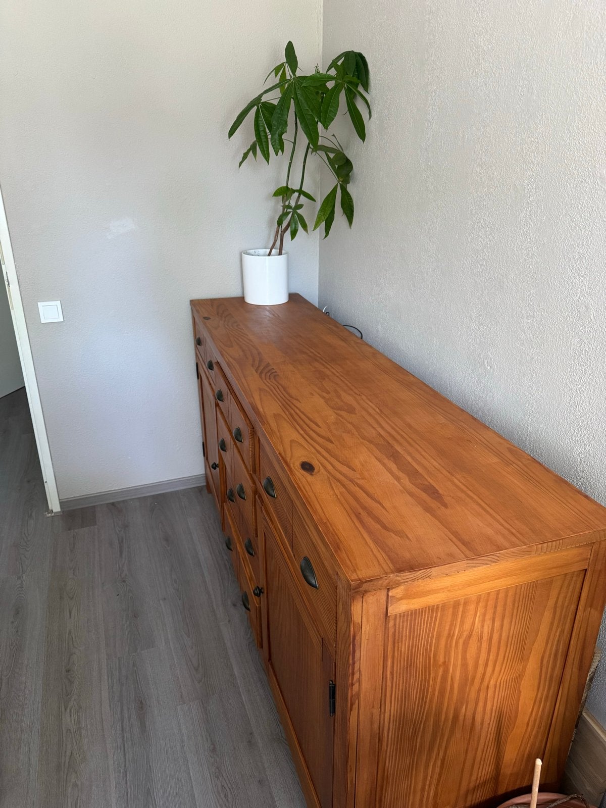 Massief grenen dressoir met lades en deuren, Ophalen, Gebruikt, 150 tot 200 cm, Met lade(s)