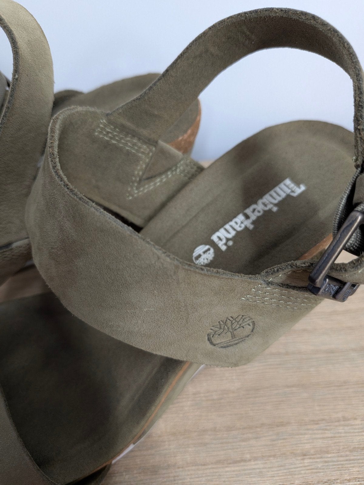 Timberland sleehak sandalen maat 39 donkergroen, Timberland, Zo goed als nieuw, Timberland, Groen