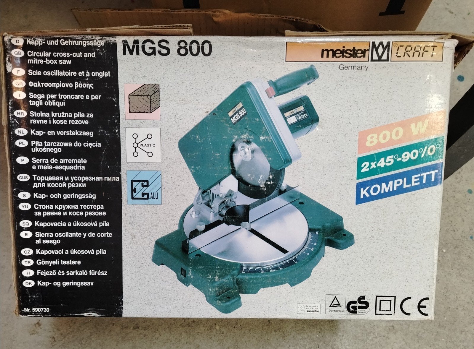 Meister Craft MGS 800 kap-en verstekzaag - 800W, Doe-het-zelf en Verbouw, Gereedschap | Zaagmachines, Ophalen, Cirkelzaag, 600 tot 1200 watt