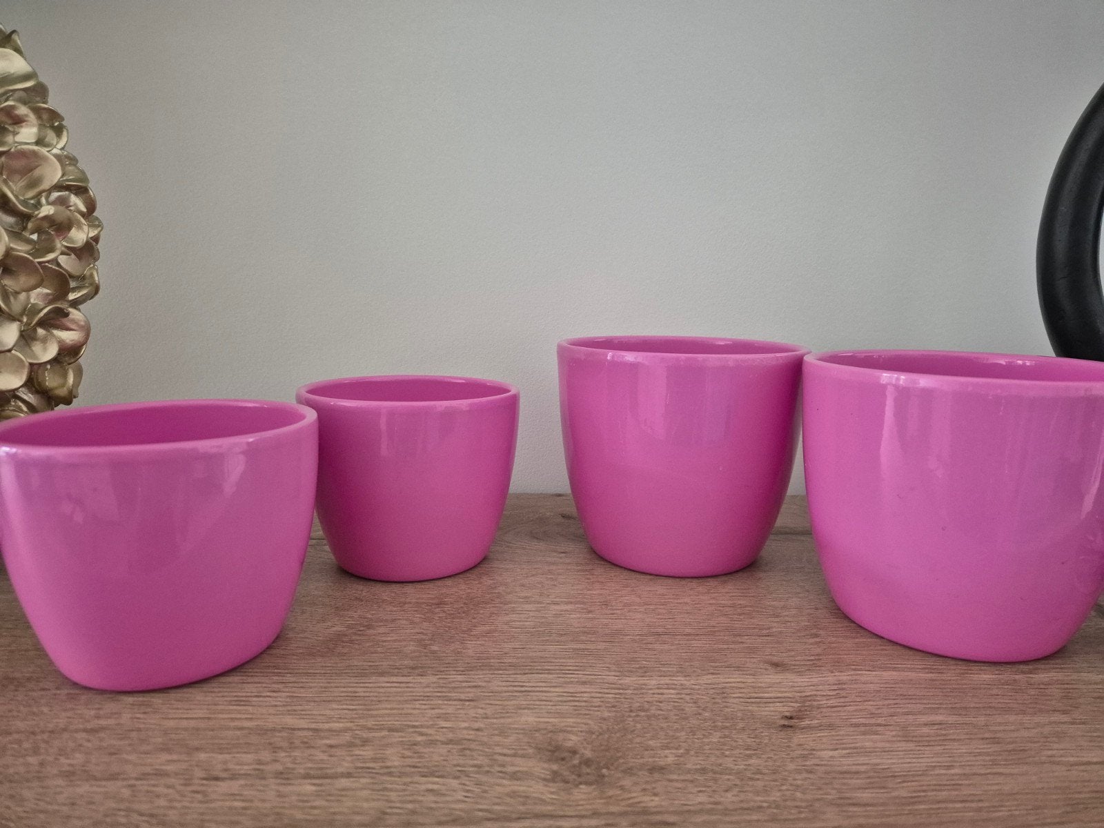 4 roze bloempotten, Huis en Inrichting, Woonaccessoires | Overige, Ophalen