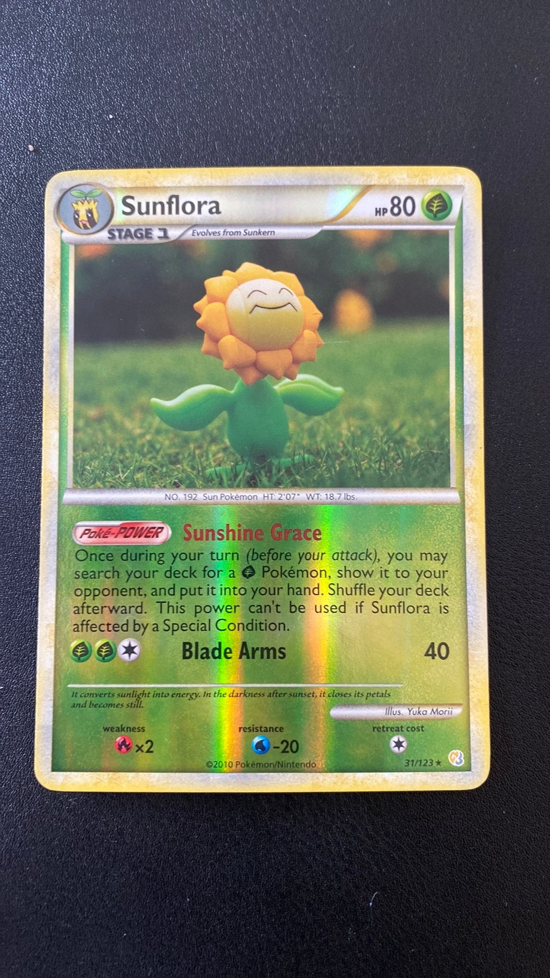 Pokemon sunflora 31/132 heartgold soulsilver, Ophalen of Verzenden, Gebruikt, Losse kaart