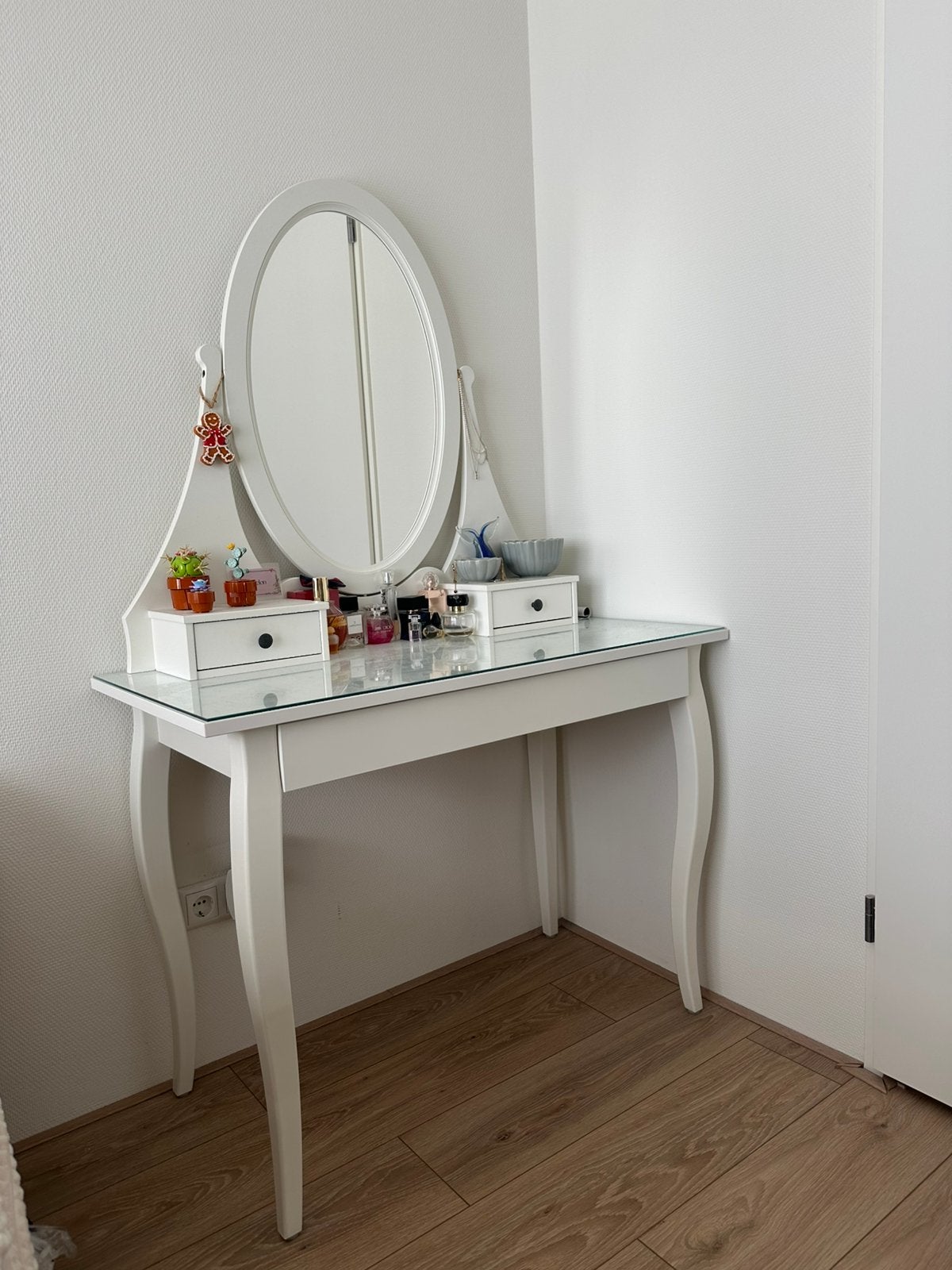 Witte kaptafel met spiegel, Ophalen, Zo goed als nieuw, 50 tot 100 cm, Minder dan 100 cm