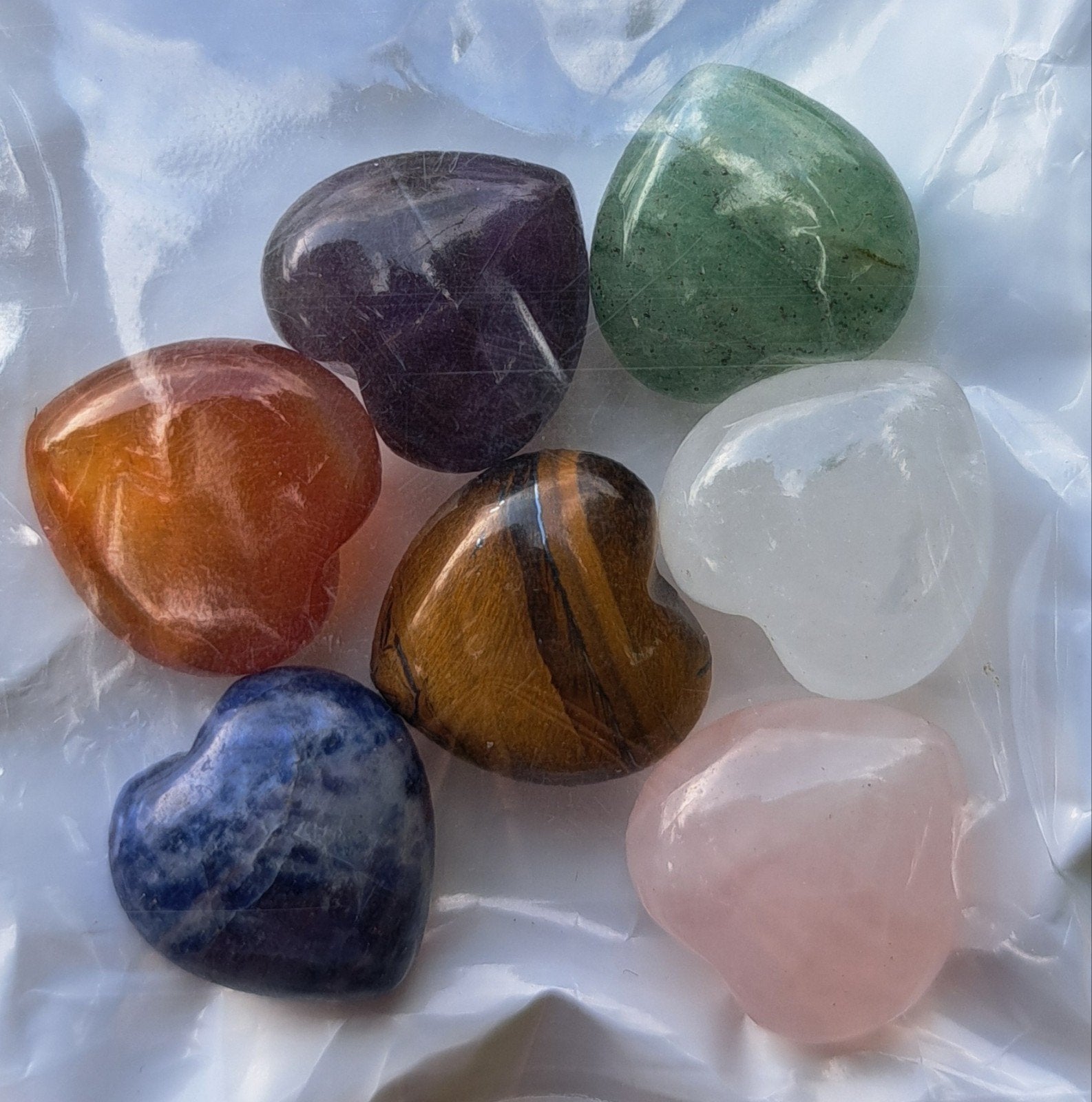 Set met 7 edelsteen hartjes edelstenen hart stenen hartje, Ophalen of Verzenden