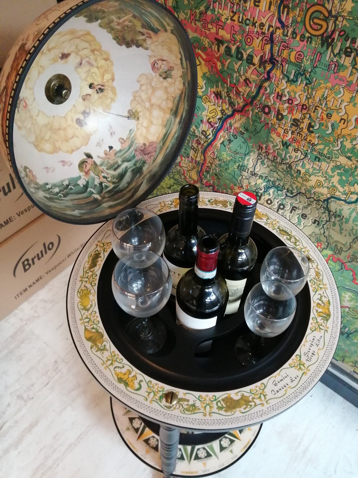 GLOBEBAR BAR GLOBE WIJNBAR WHISKEYBAR 90X45 CM showroom mode, Antiek en Kunst, Ophalen of Verzenden