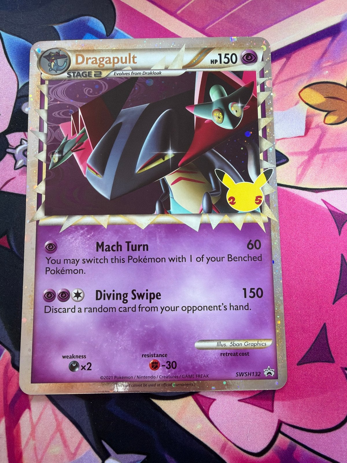 Dragapult SWSH132 Jumbo Promokaart Pokémon Celebrations, Ophalen of Verzenden, Zo goed als nieuw, Losse kaart, Foil