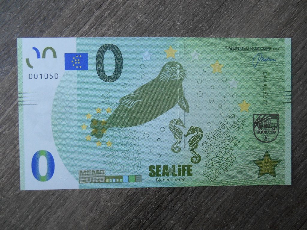 0 eurobiljet Sealife Blankenberge, Postzegels en Munten, Ophalen of Verzenden, Los biljet