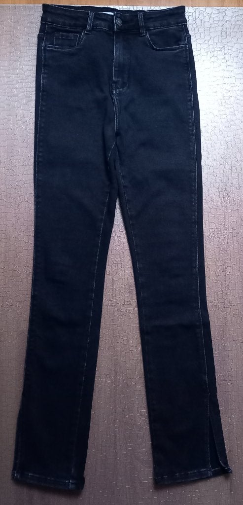 ZGAN!!  Zwarte Redial straight jeans met split maat 36, Redial, Zwart, Ophalen of Verzenden, Zo goed als nieuw