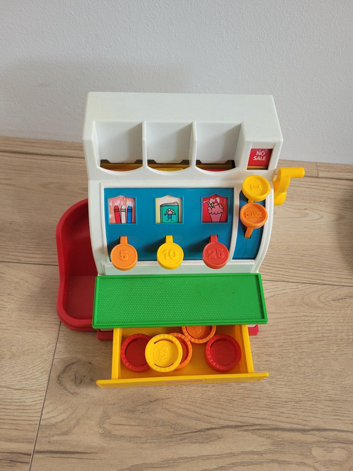 Vintage Fisher-Price Kassa Speelgoed met Munten, Ophalen, Gebruikt, Jongen of Meisje