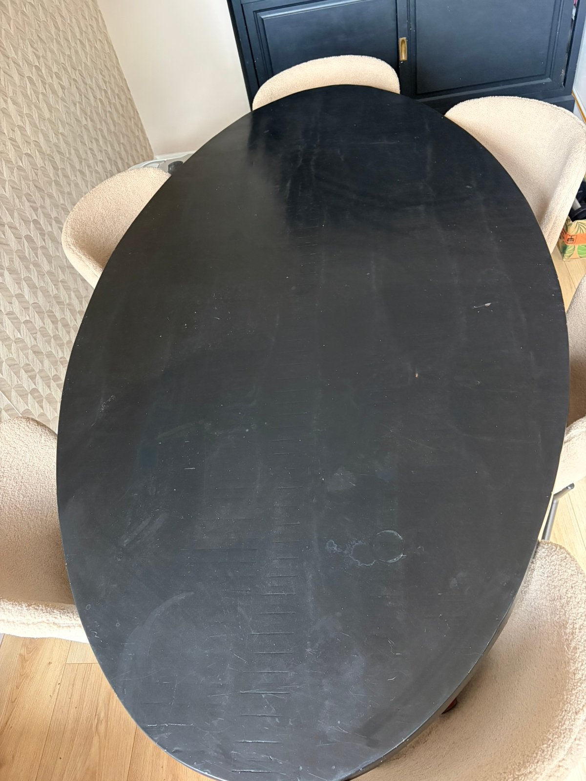 Zwarte Mango hout eettafel, Ophalen, Gebruikt, Rond, 100 tot 150 cm