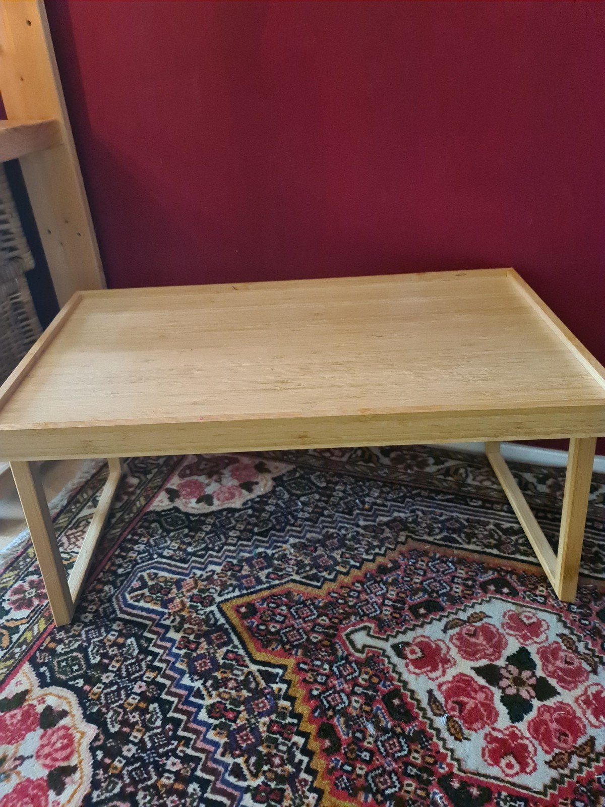 IKEA bedtafel/laptoptafel van bamboe - 2 hoeken te lijmen, Ophalen of Verzenden, Gebruikt, Rechthoekig, Hout