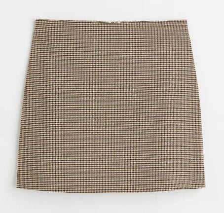 H&M beige geruite minirok rok maat 44, H&M, Beige, Maat 42/44 (L), Nieuw