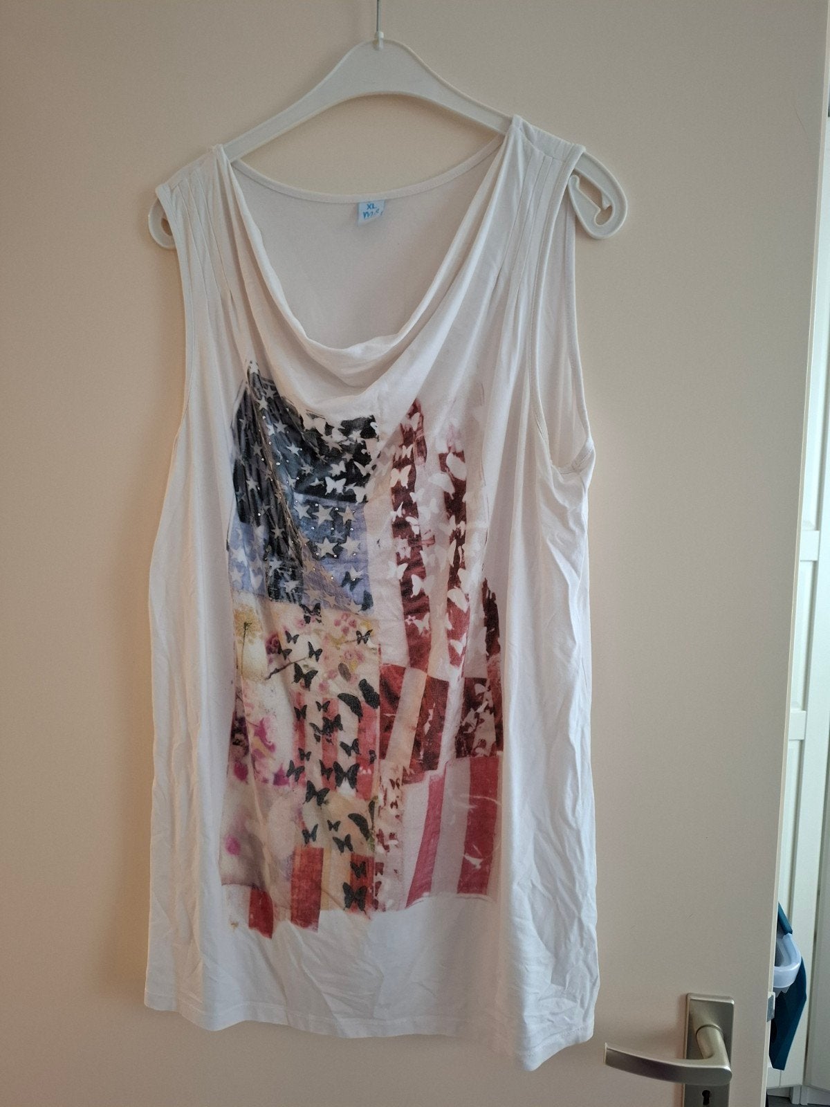 Wit mouwloos shirt met Amerikaanse vlag print - MS Mode, Kleding | Dames, Ophalen, Wit, Maat 46/48 (XL) of groter, MS Mode