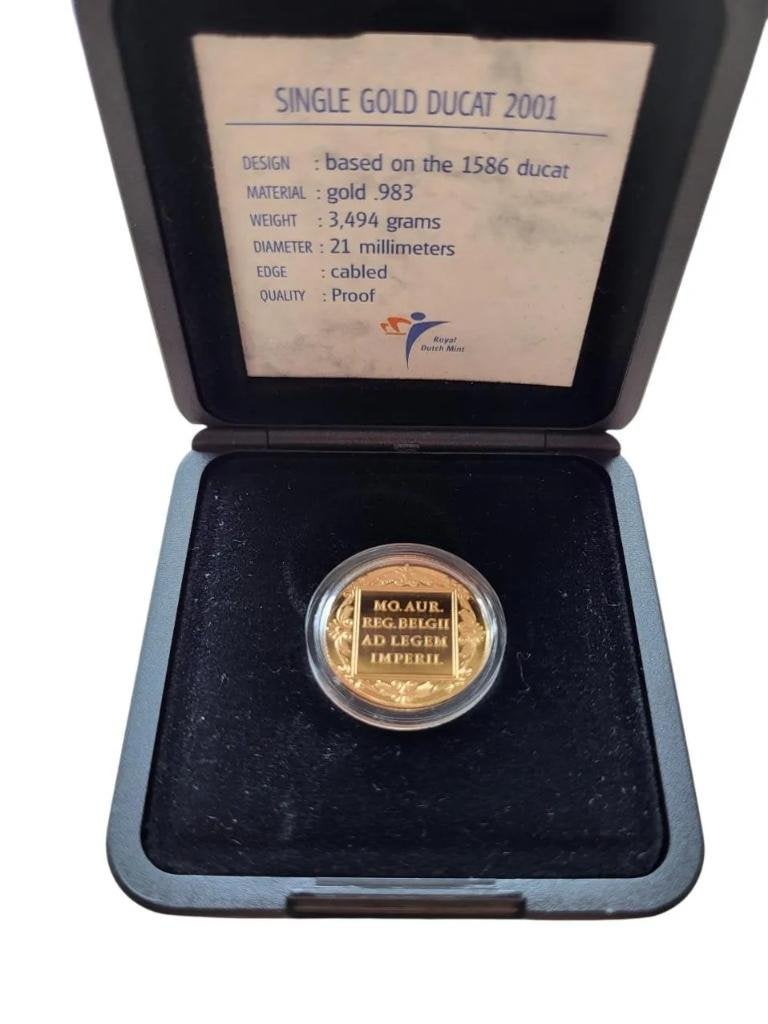 Nederland Gouden Dukaat 2001 in doosje, Ophalen of Verzenden, Goud