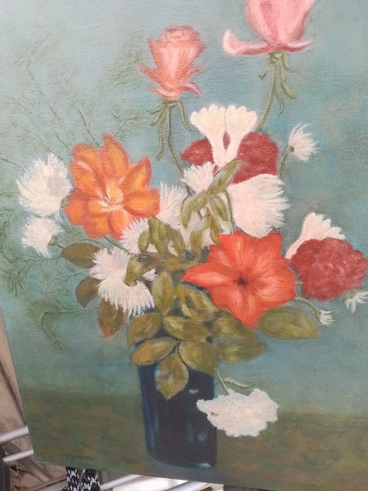 Schilderij: Bloemen in vaas - gesigneerd, Ophalen of Verzenden
